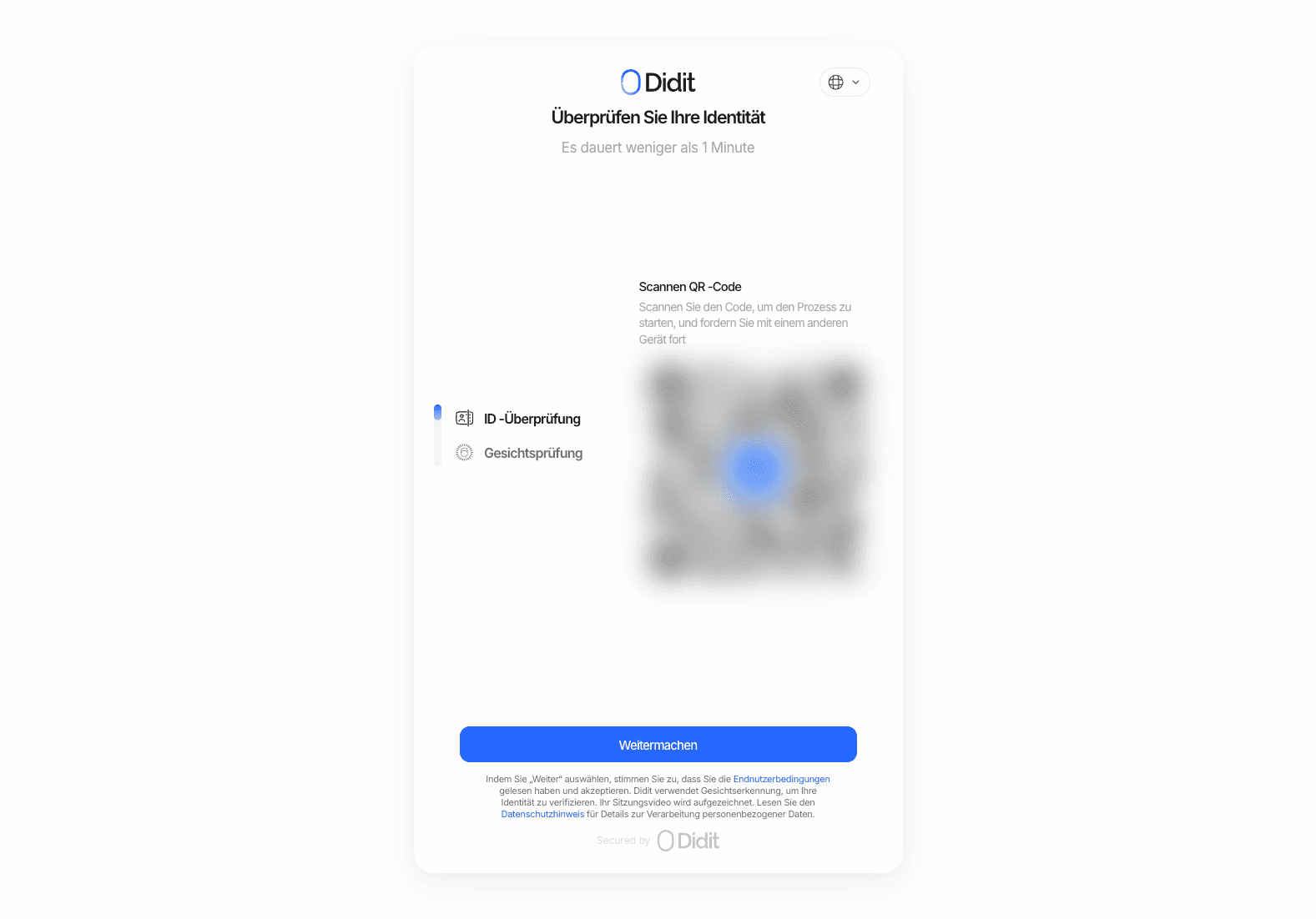 Didit-Verifizierungsbildschirm mit QR-Code
