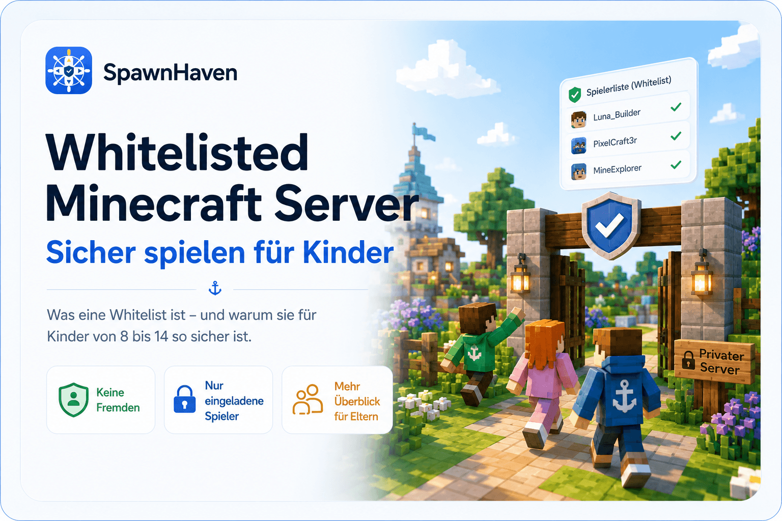 Whitelisted Minecraft Server: sicher spielen für Kinder